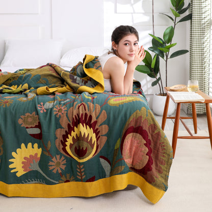 Couette en coton respirant à motif floral ethnique