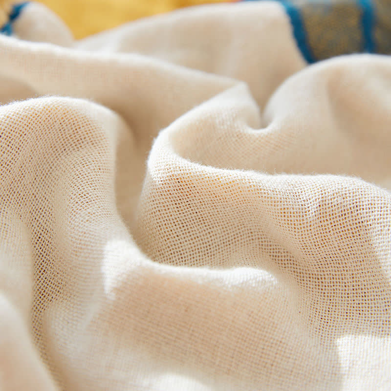 Couette en gaze de coton à cinq couches avec imprimé floral et oiseau