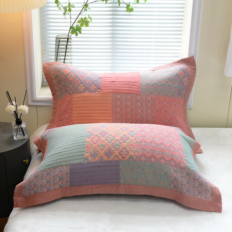 Couette réversible colorée en coton à motif carré