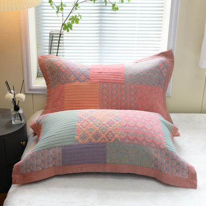 Couette réversible colorée en coton à motif carré
