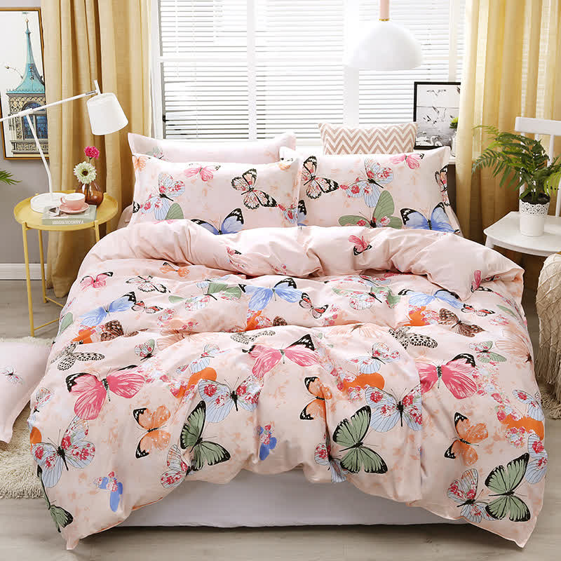 Linge de lit country, élégant et doux avec motif papillon