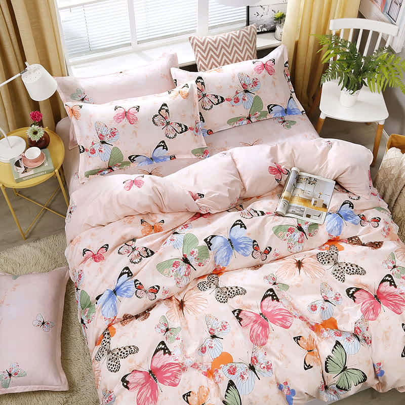 Linge de lit country, élégant et doux avec motif papillon