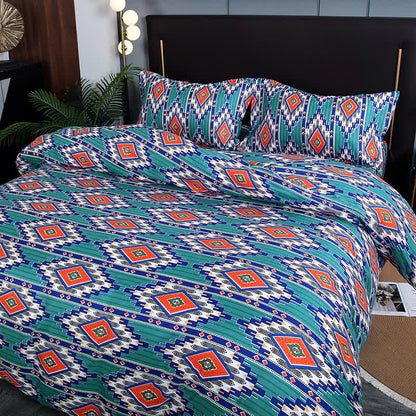 Parure de lit 3 pièces à motif géométrique bohème brossé