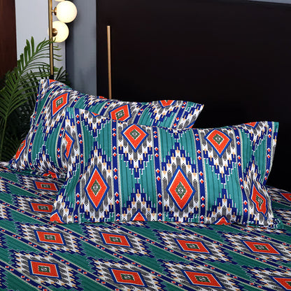 Parure de lit 3 pièces à motif géométrique bohème brossé