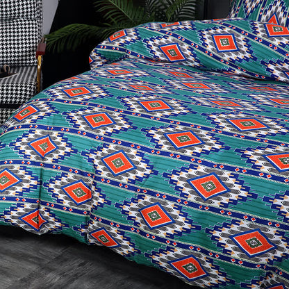 Parure de lit 3 pièces à motif géométrique bohème brossé