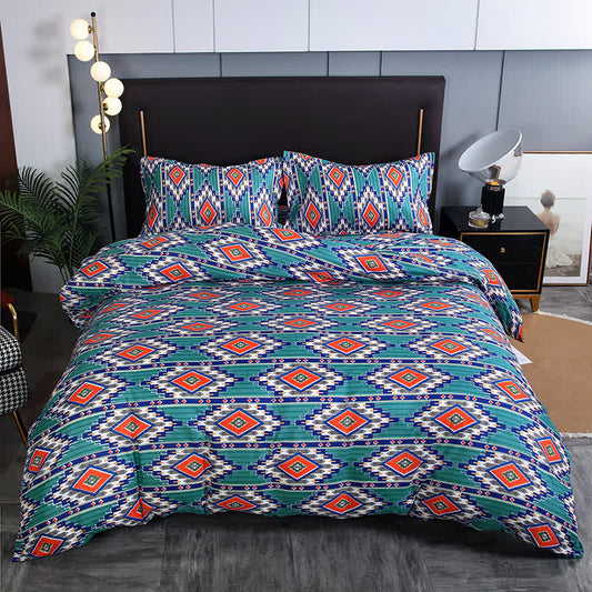 Parure de lit 3 pièces à motif géométrique bohème brossé