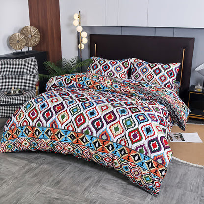 Linge de lit exotique et doux de style bohème (3 pièces)
