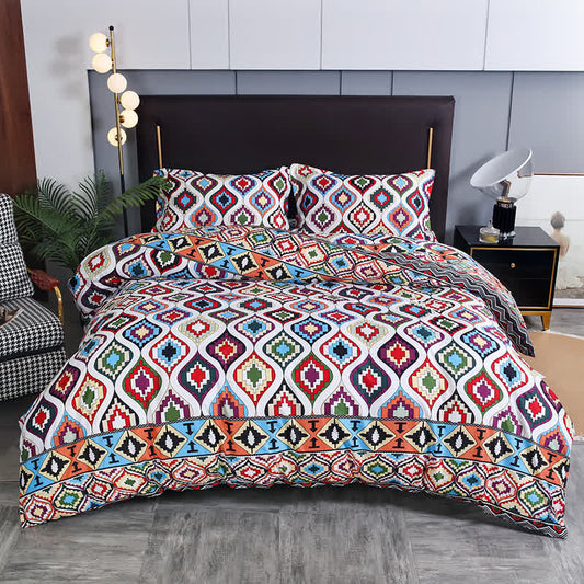 Linge de lit exotique et doux de style bohème (3 pièces)