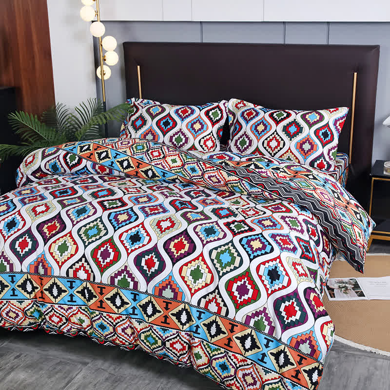 Linge de lit exotique et doux de style bohème (3 pièces)