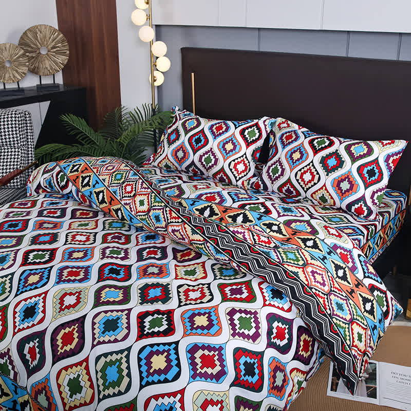 Linge de lit exotique et doux de style bohème (3 pièces)