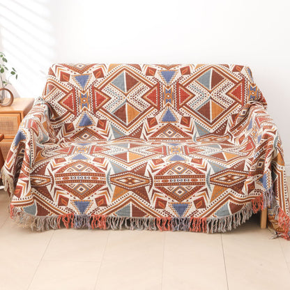 Couette rétro en gaze de coton avec pompons triangulaires