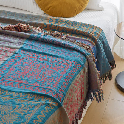 Couette en gaze de coton de style exotique avec pompons