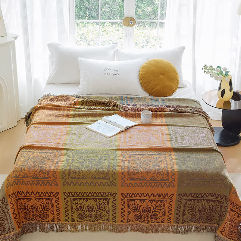 Couette en gaze de coton de style exotique avec pompons
