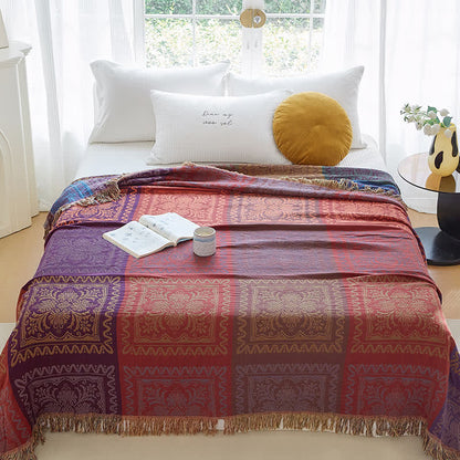Couette en gaze de coton de style exotique avec pompons