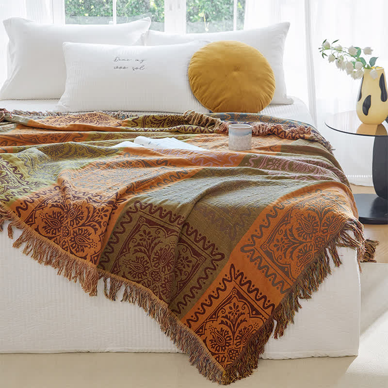 Couette en gaze de coton de style exotique avec pompons