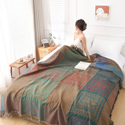 Couette en gaze de coton de style exotique avec pompons