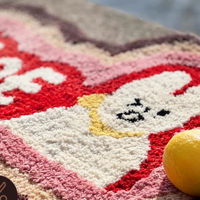 Tapis touffeté I' M FINE avec lapin de dessin animé