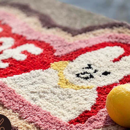 Tapis touffeté I' M FINE avec lapin de dessin animé