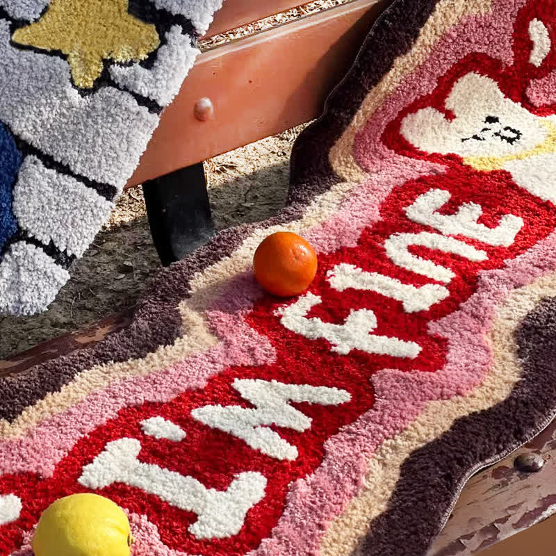 Tapis touffeté I' M FINE avec lapin de dessin animé