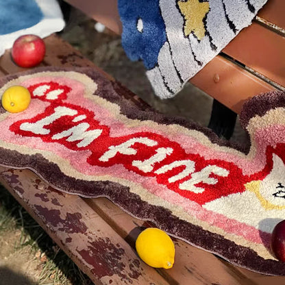 Tapis touffeté I' M FINE avec lapin de dessin animé