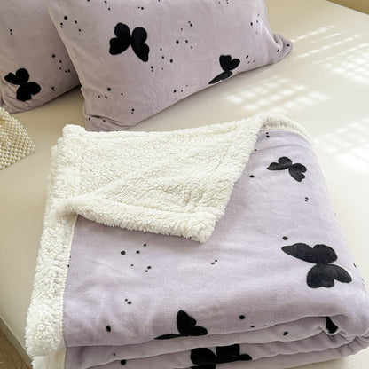 Couverture Sherpa à motif papillon rustique
