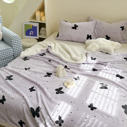 Couverture Sherpa à motif papillon rustique
