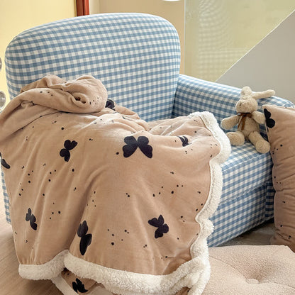 Couverture Sherpa à motif papillon rustique