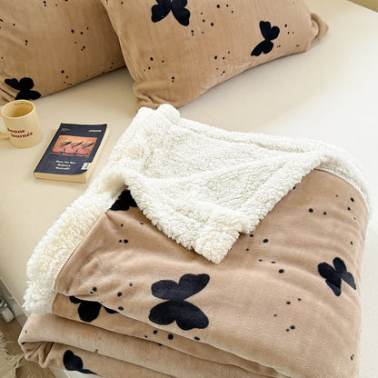 Couverture Sherpa à motif papillon rustique
