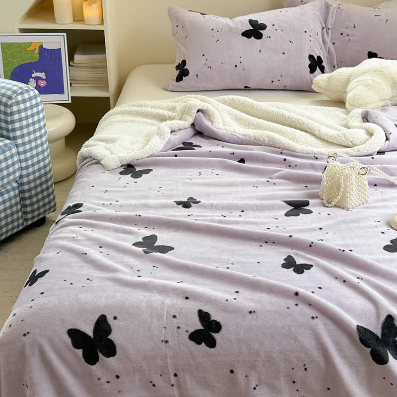 Couverture Sherpa à motif papillon rustique