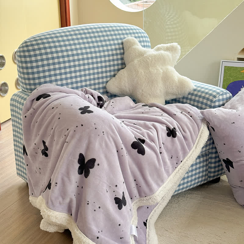 Couverture Sherpa à motif papillon rustique