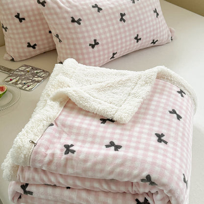 Couverture Sherpa avec nœud girly