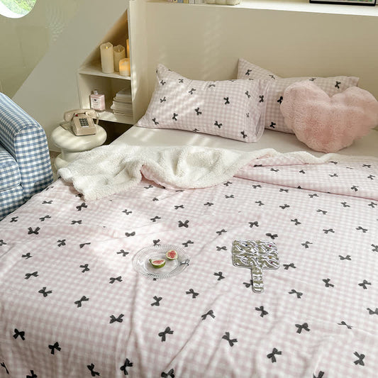 Couverture Sherpa avec nœud girly