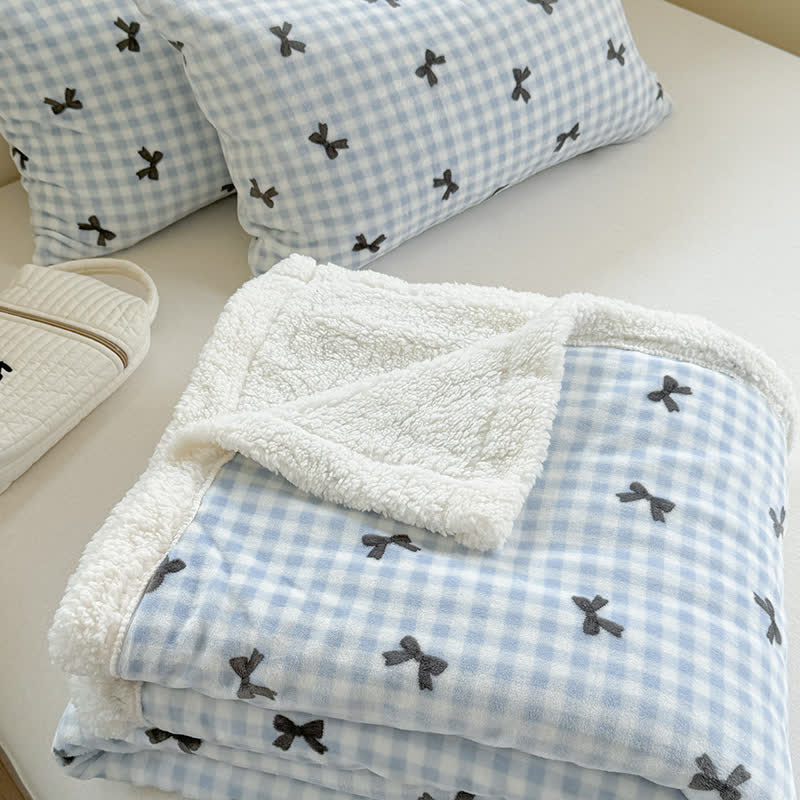 Couverture Sherpa avec nœud girly
