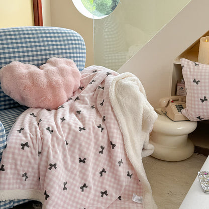 Couverture Sherpa avec nœud girly