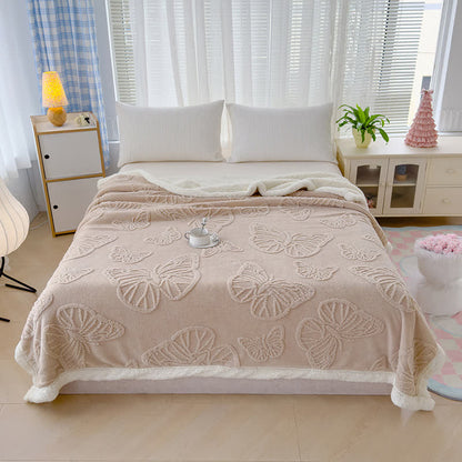 Couverture douce en sherpa avec motif papillon