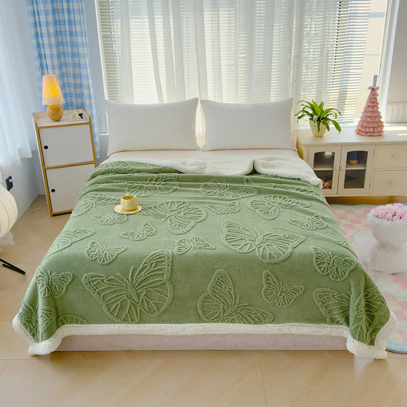 Couverture douce en sherpa avec motif papillon