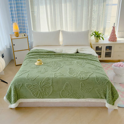 Couverture douce en sherpa avec motif papillon