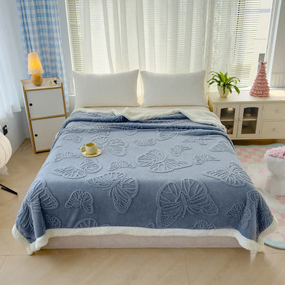 Couverture douce en sherpa avec motif papillon