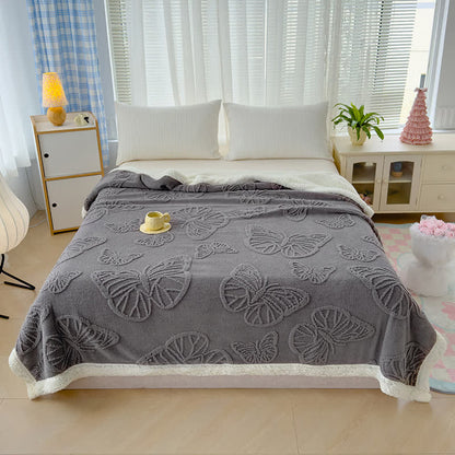 Couverture douce en sherpa avec motif papillon