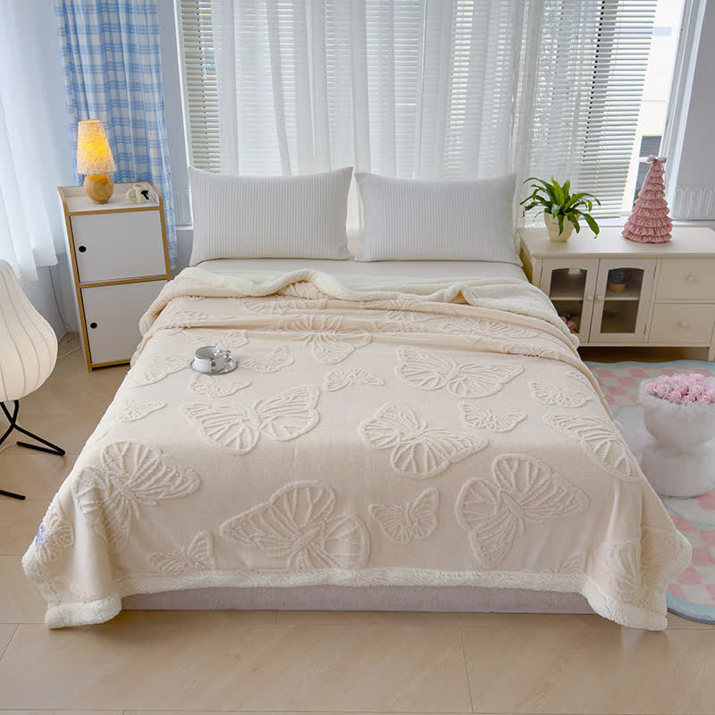 Couverture douce en sherpa avec motif papillon