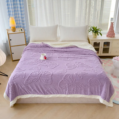 Couverture douce en sherpa avec motif papillon
