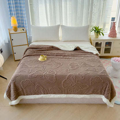 Couverture douce en sherpa avec motif papillon