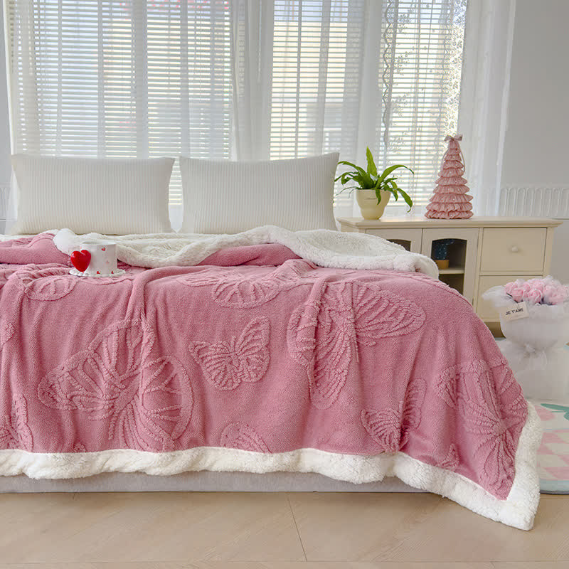 Couverture douce en sherpa avec motif papillon