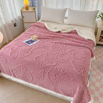 Couverture douce en sherpa avec motif papillon