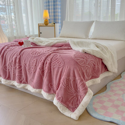 Couverture douce en sherpa avec motif papillon