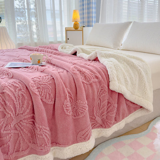Couverture douce en sherpa avec motif papillon
