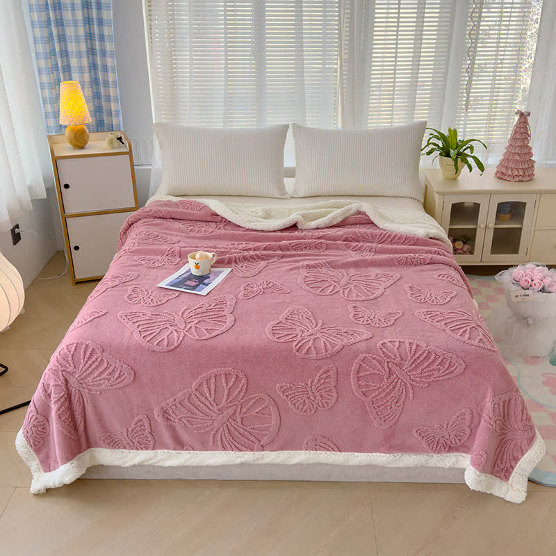 Couverture douce en sherpa avec motif papillon