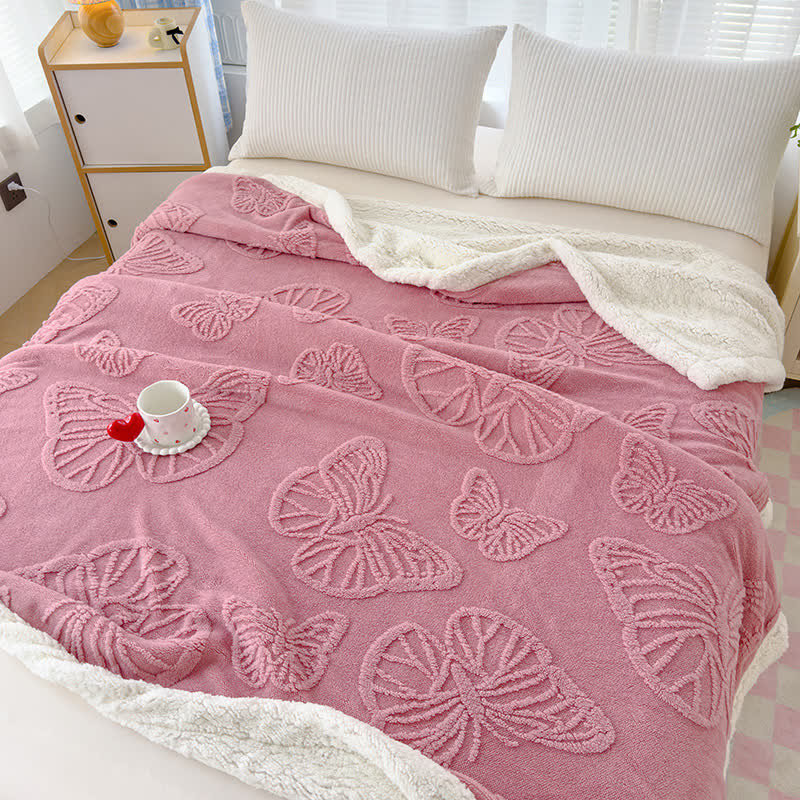 Couverture douce en sherpa avec motif papillon
