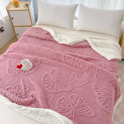 Couverture douce en sherpa avec motif papillon
