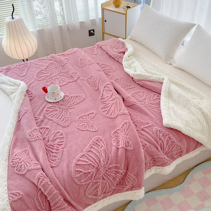 Couverture douce en sherpa avec motif papillon